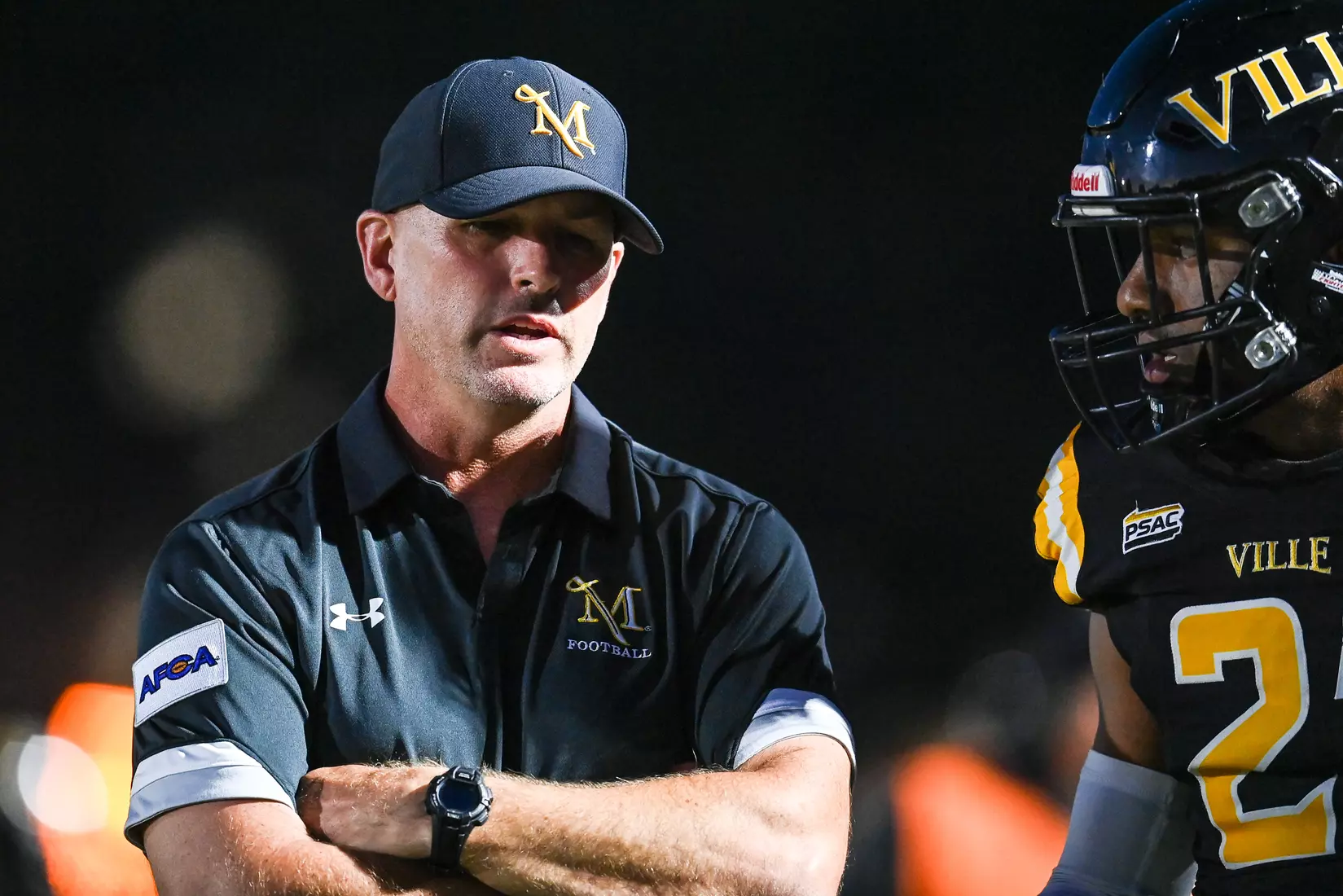 Millersville vs. American International football game at Chryst Field at Biemesderfer Stadium in Millersville, PA on Thursday, September 2, 2021. Mark Palczewski/Millersville Athletics Photo.