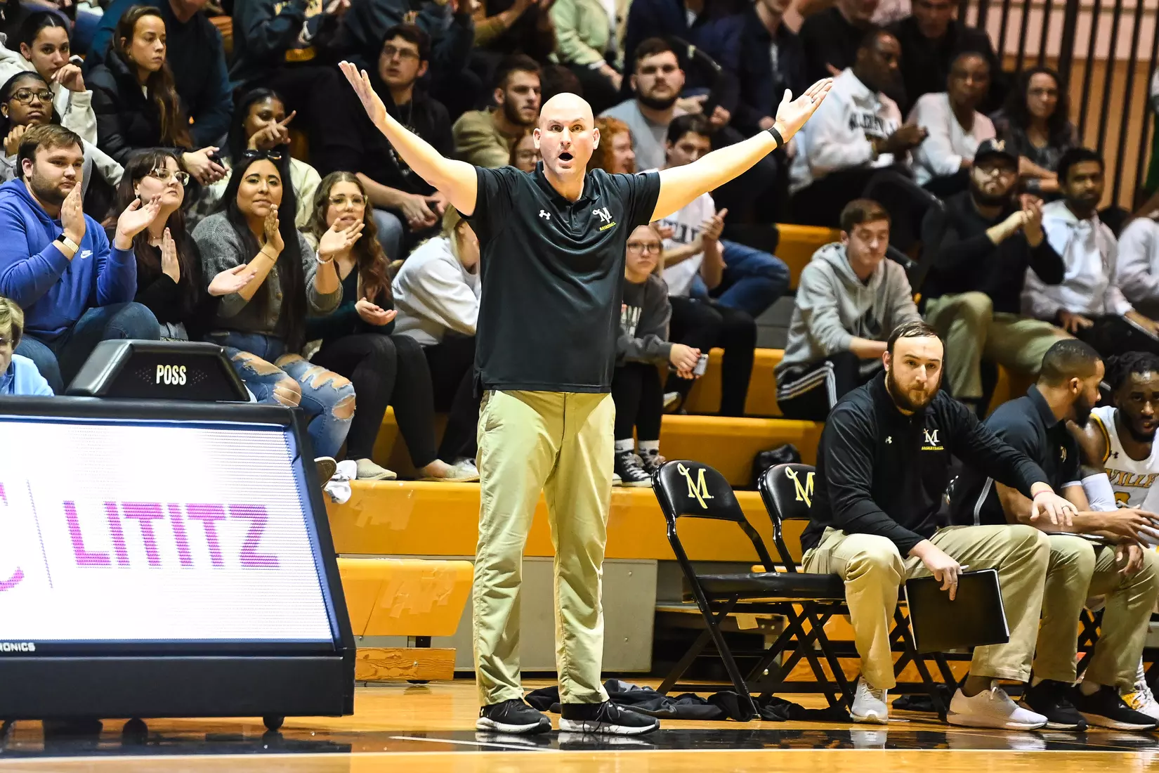 Millersville vs. West Chester PSAC men's basketball quarterfinal at Pucillo Gym in Millersville, PA on Wednesday, March 2, 2022. Mark Palczewski/Millersville Athletics Photo.