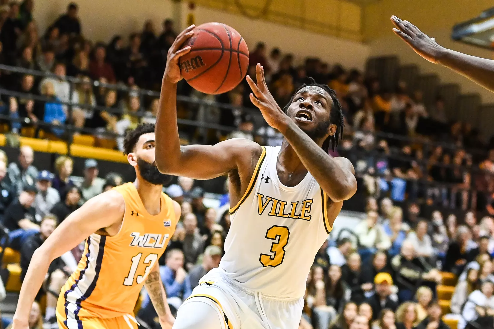 Millersville vs. West Chester PSAC men's basketball quarterfinal at Pucillo Gym in Millersville, PA on Wednesday, March 2, 2022. Mark Palczewski/Millersville Athletics Photo.