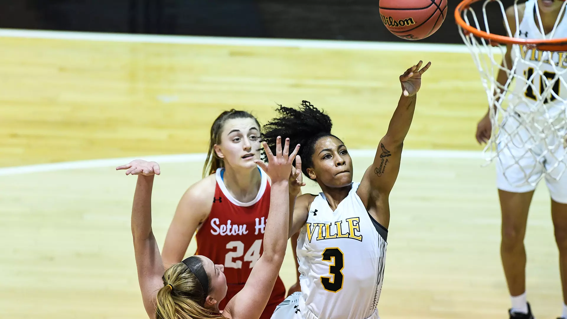 Millersville University vs. Seton Hill PSAC basketball action in Pucillo Gymnasium in Millersville, PA on Friday, December 20, 2019. Mark Palczewski/Millersville Athletics Photo.