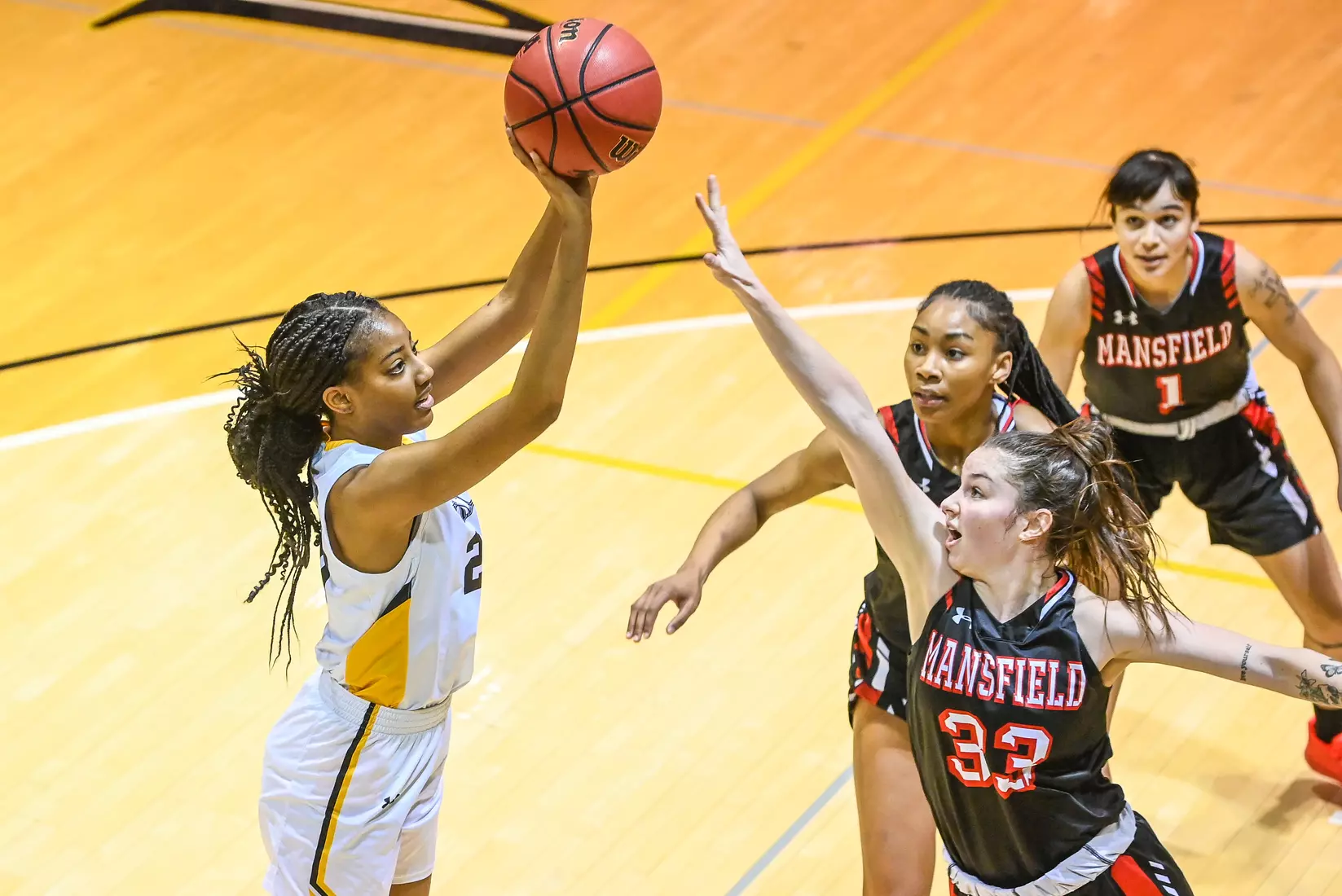 Millersville vs. Mansfield women's basketball at Pucillo Gym in Millersville, PA on Saturday, January 22, 2022. Mark Palczewski/Millersville Athletics Photo.