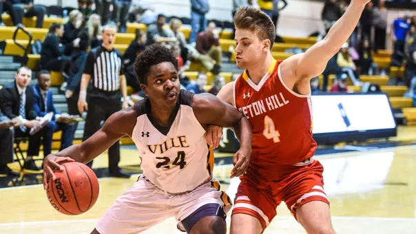 Millersville University vs. Seton Hill PSAC basketball action in Pucillo Gymnasium in Millersville, PA on Friday, December 20, 2019. Mark Palczewski/Millersville Athletics Photo.