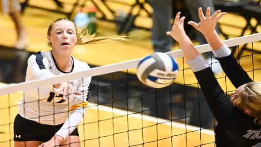 Millersville vs. Holy Family women's volleyball match at Pucillo in Millersville, PA on Tuesday, September 14, 2021. Mark Palczewski/Millersville Athletics Photo.