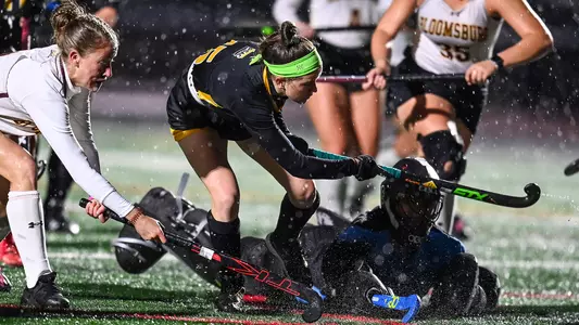 Bloomsburg at Millersville in the opening round of the PSAC field hockey tournament at Chryst Field at Beimsderfer Stadium in Millersville on Tuesday, November 15, 2022.