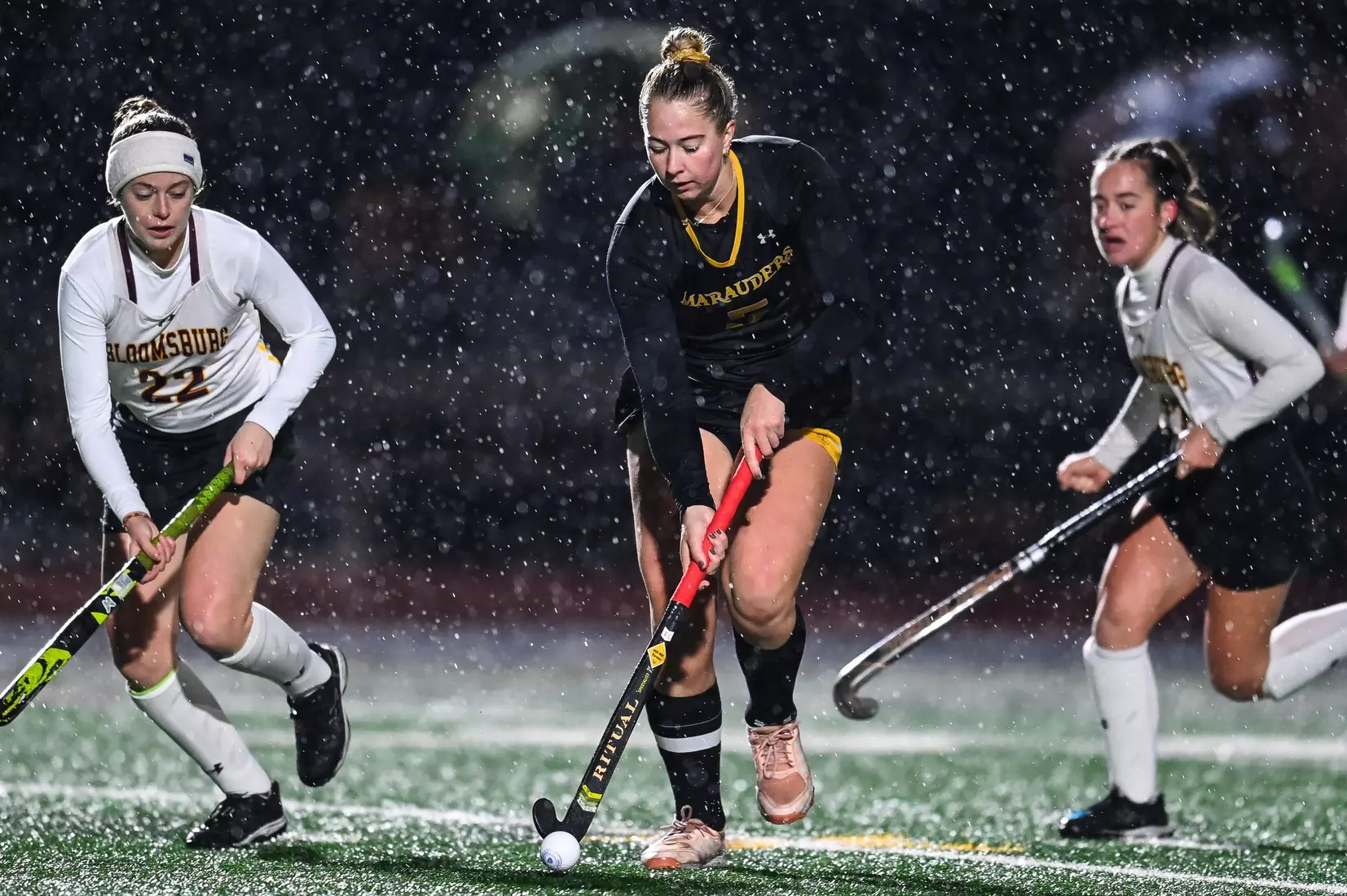 Bloomsburg at Millersville in the opening round of the PSAC field hockey tournament at Chryst Field at Beimsderfer Stadium in Millersville on Tuesday, November 15, 2022.