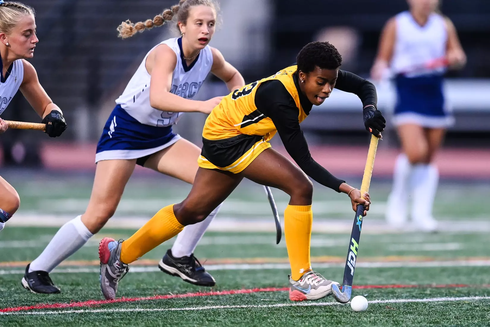 Millersville vs. Mercy in PSAC field hockey action at Biemesderfer Stadium in Millersville on Thursday, September 28, 2023. Mark Palczewski/Millersville Athletics.