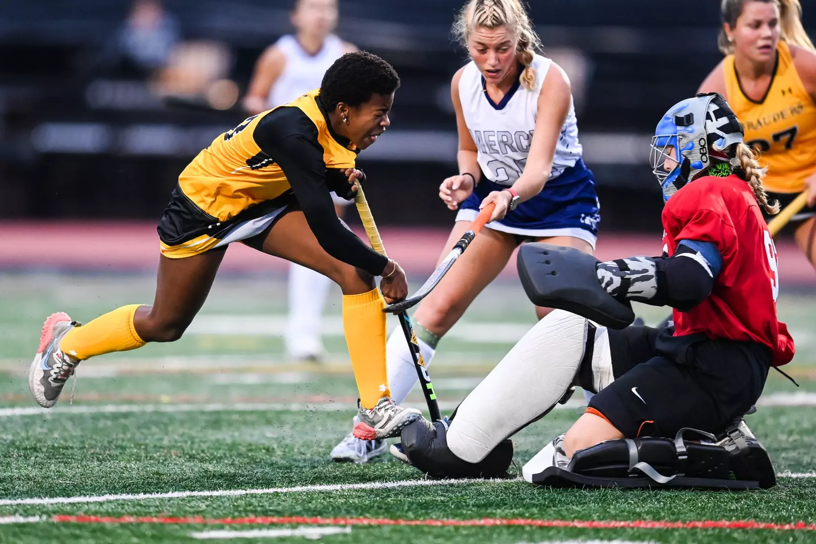 Millersville vs. Mercy in PSAC field hockey action at Biemesderfer Stadium in Millersville on Thursday, September 28, 2023. Mark Palczewski/Millersville Athletics.