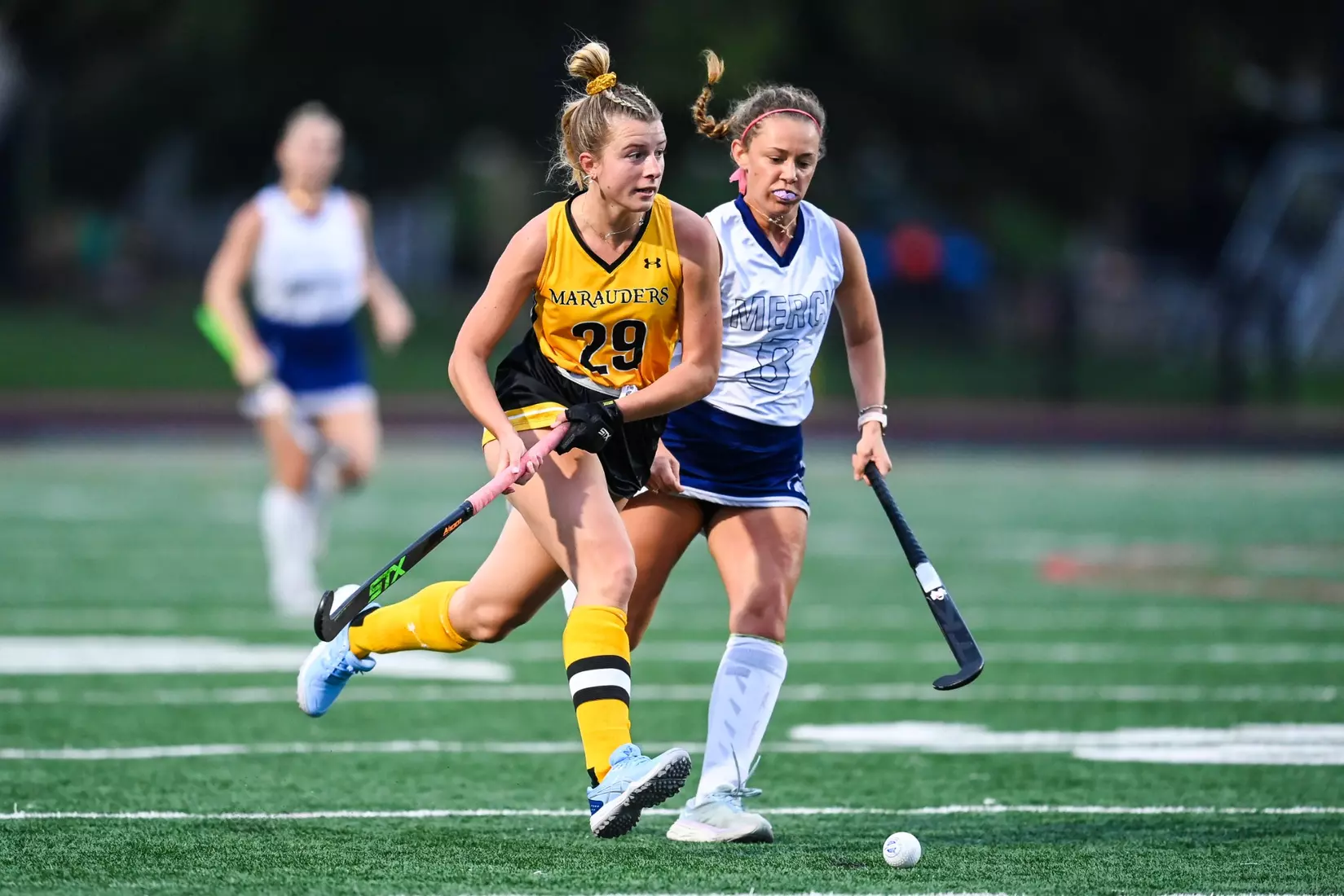 Millersville vs. Mercy in PSAC field hockey action at Biemesderfer Stadium in Millersville on Thursday, September 28, 2023. Mark Palczewski/Millersville Athletics.