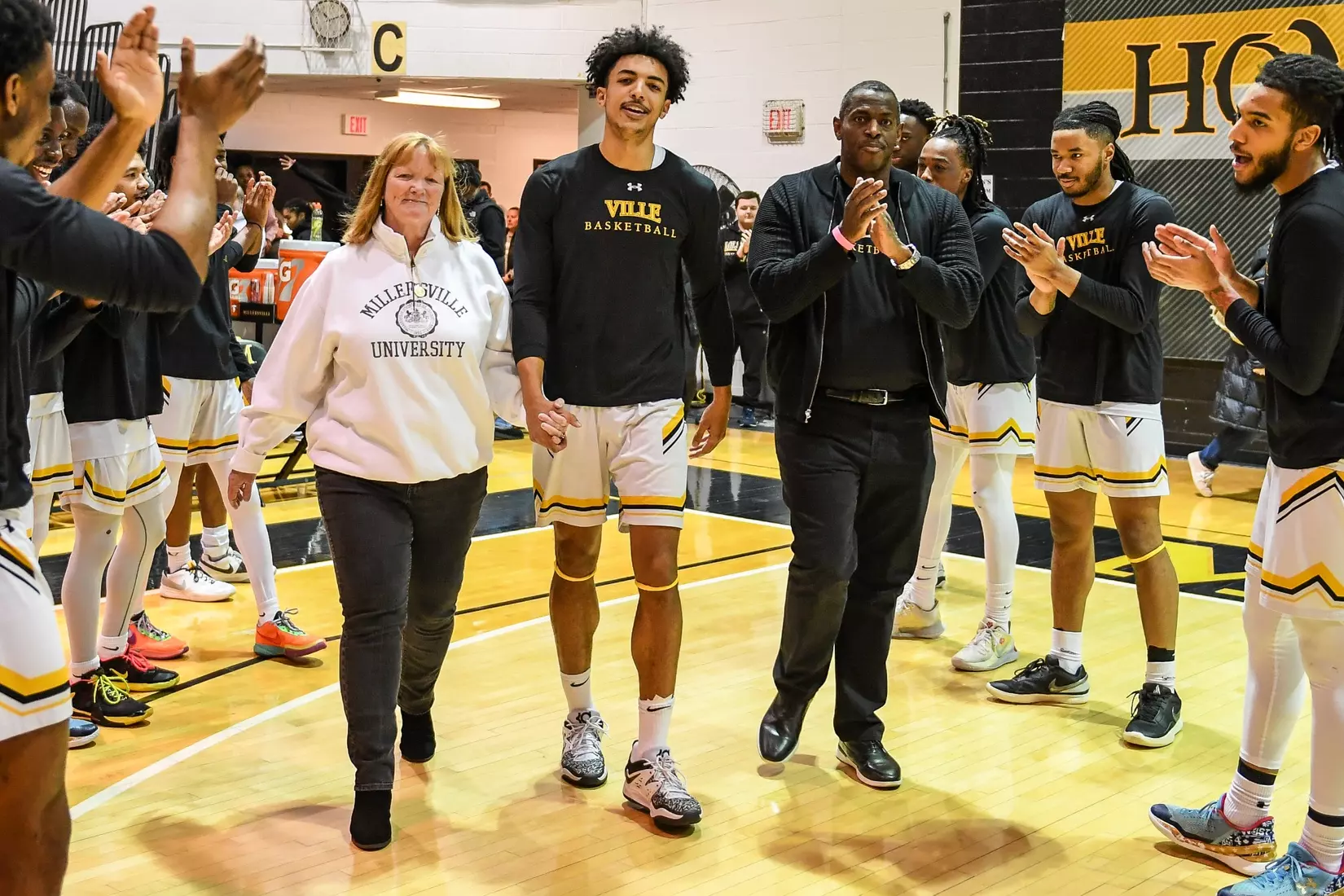 Millersville vs. East Stroudsburg basketball action on Senior Day at Pucillo Gymnasium in Millersville on Saturday, February 24, 2024. Mark Palczewski/Millersville Athletics.