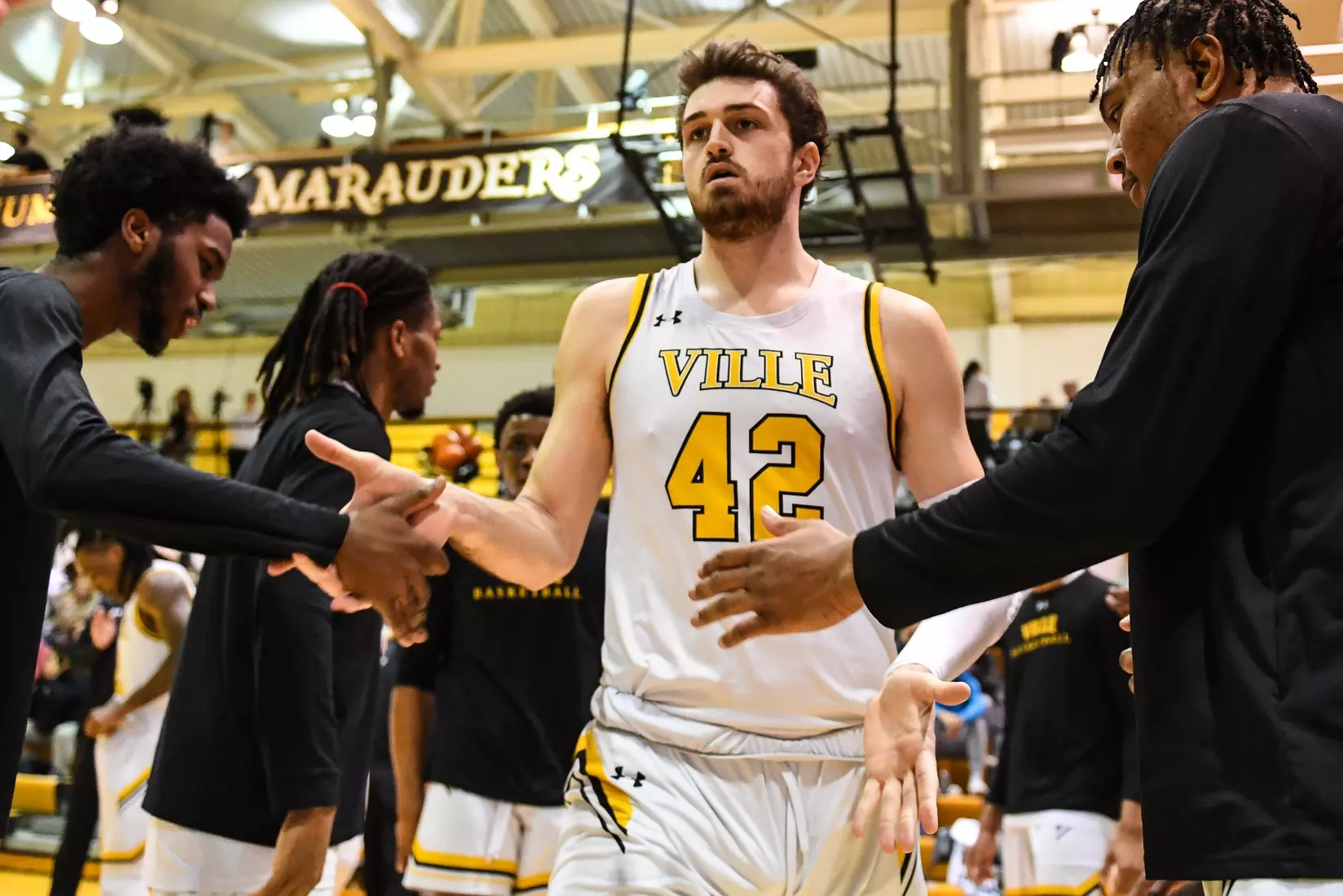Millersville vs. East Stroudsburg basketball action on Senior Day at Pucillo Gymnasium in Millersville on Saturday, February 24, 2024. Mark Palczewski/Millersville Athletics.