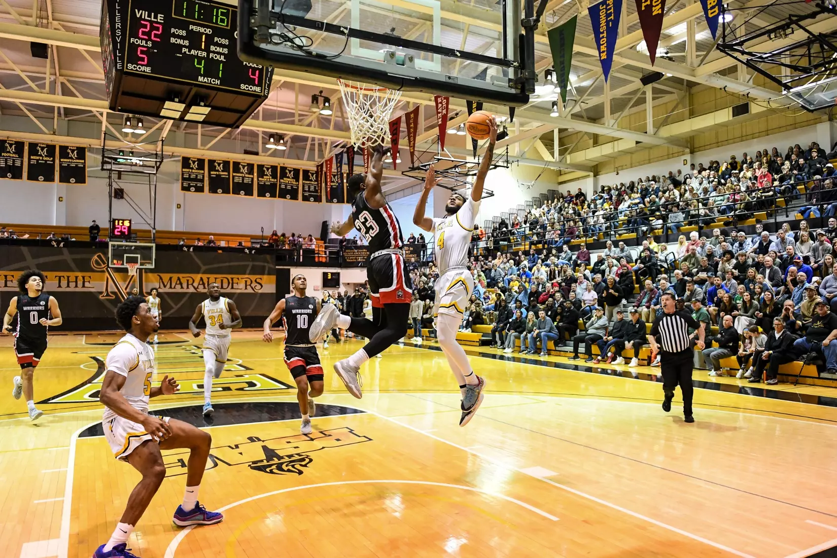 Millersville vs. East Stroudsburg basketball action on Senior Day at Pucillo Gymnasium in Millersville on Saturday, February 24, 2024. Mark Palczewski/Millersville Athletics.