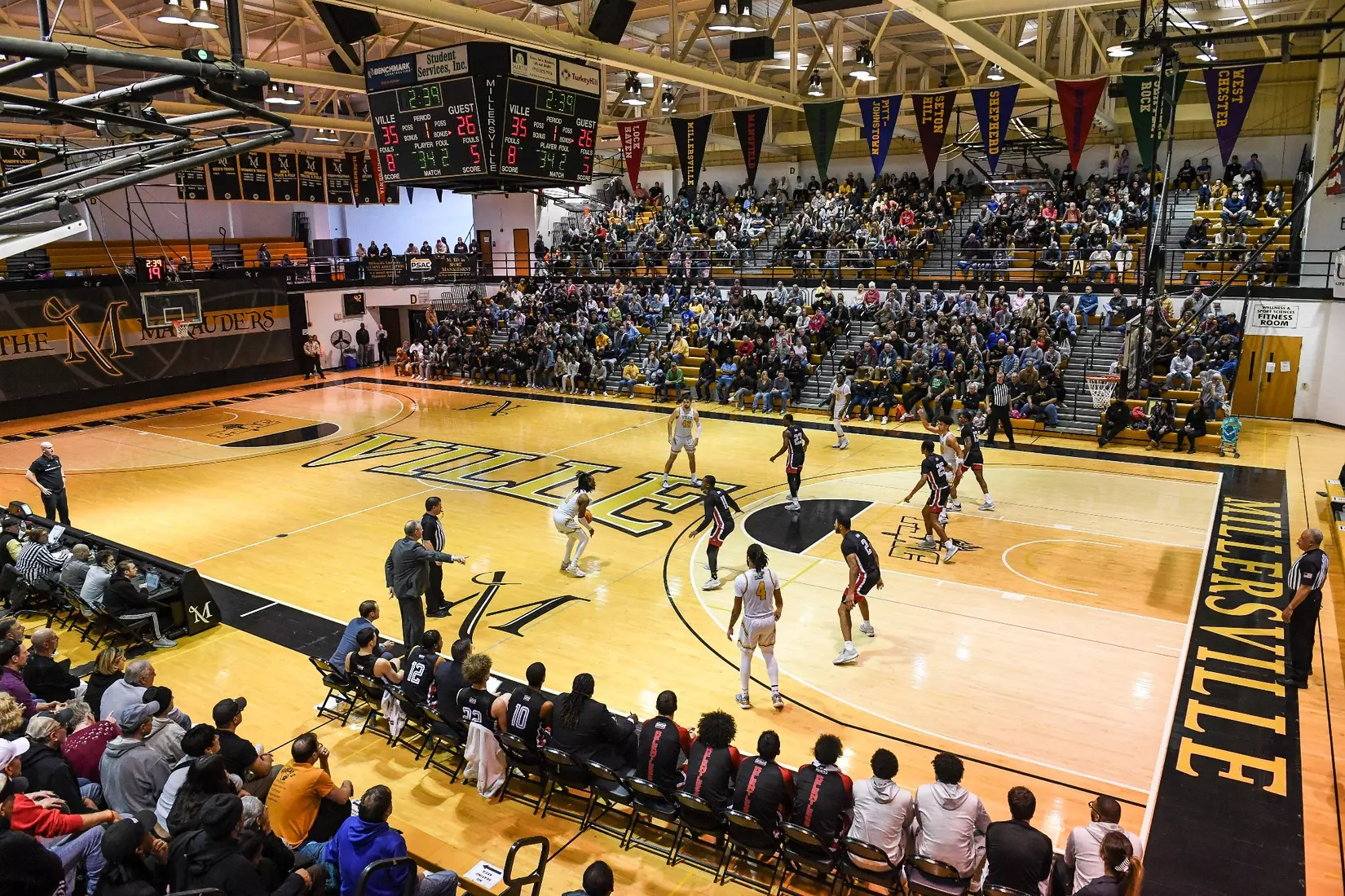Millersville vs. East Stroudsburg basketball action on Senior Day at Pucillo Gymnasium in Millersville on Saturday, February 24, 2024. Mark Palczewski/Millersville Athletics.