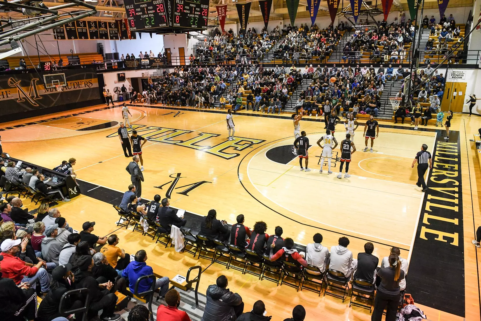 Millersville vs. East Stroudsburg basketball action on Senior Day at Pucillo Gymnasium in Millersville on Saturday, February 24, 2024. Mark Palczewski/Millersville Athletics.