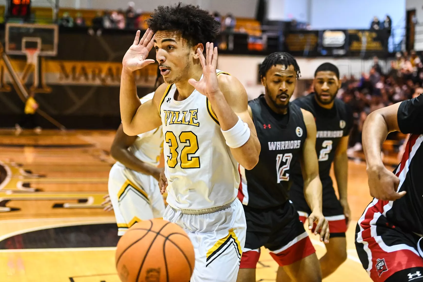 Millersville vs. East Stroudsburg basketball action on Senior Day at Pucillo Gymnasium in Millersville on Saturday, February 24, 2024. Mark Palczewski/Millersville Athletics.