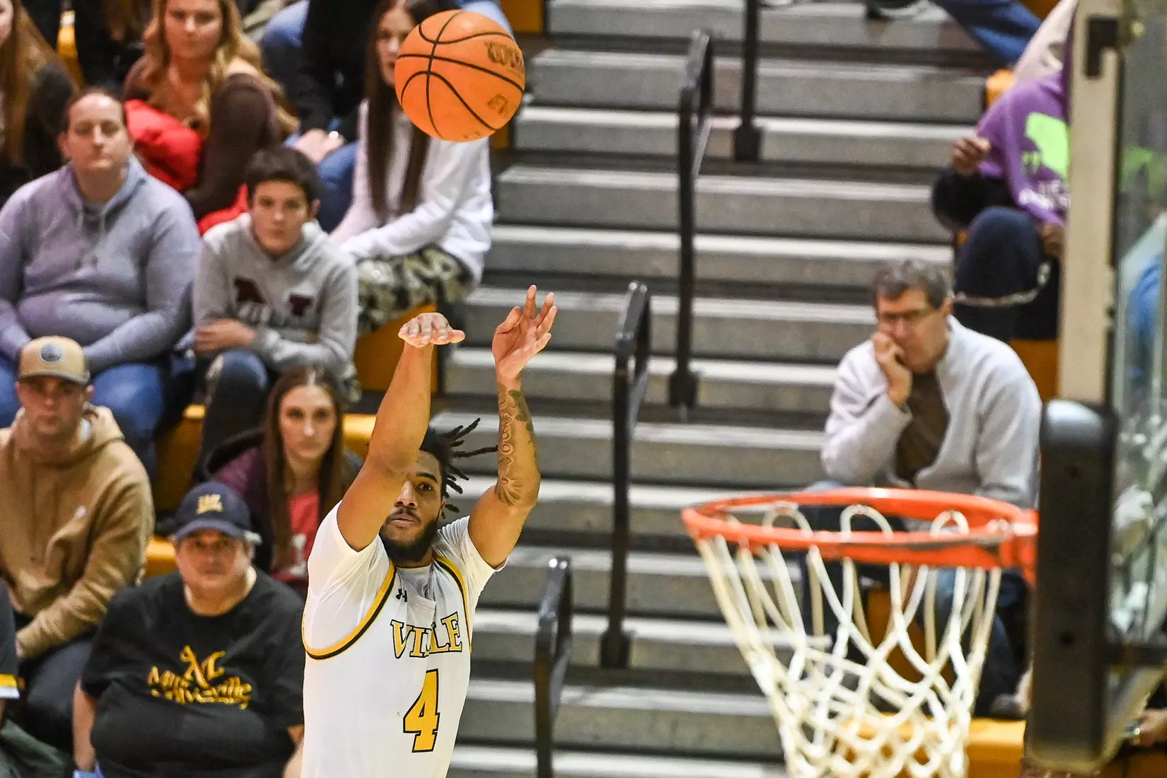 Millersville vs. East Stroudsburg basketball action on Senior Day at Pucillo Gymnasium in Millersville on Saturday, February 24, 2024. Mark Palczewski/Millersville Athletics.