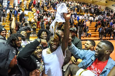Millersville vs. East Stroudsburg basketball action on Senior Day at Pucillo Gymnasium in Millersville on Saturday, February 24, 2024. Mark Palczewski/Millersville Athletics.