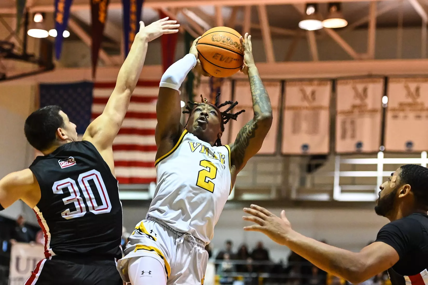 Millersville vs. East Stroudsburg basketball action on Senior Day at Pucillo Gymnasium in Millersville on Saturday, February 24, 2024. Mark Palczewski/Millersville Athletics.