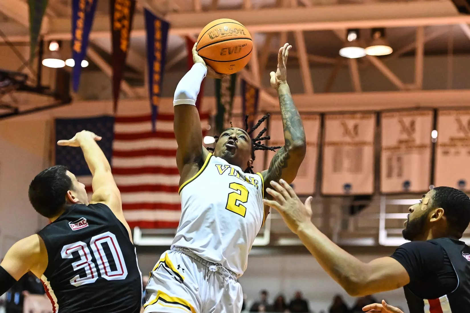 Millersville vs. East Stroudsburg basketball action on Senior Day at Pucillo Gymnasium in Millersville on Saturday, February 24, 2024. Mark Palczewski/Millersville Athletics.
