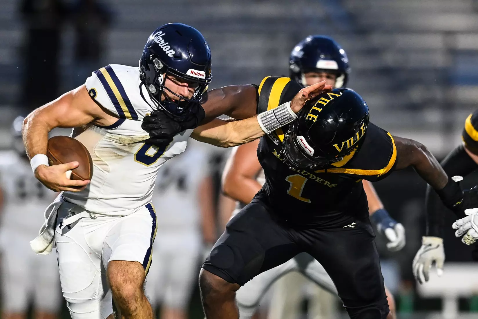 Millersville vs. Clarion football action at Biemesderfer Stadium in Millersville on Thursday, August 29, 2024. Mark Palczewski Photo.