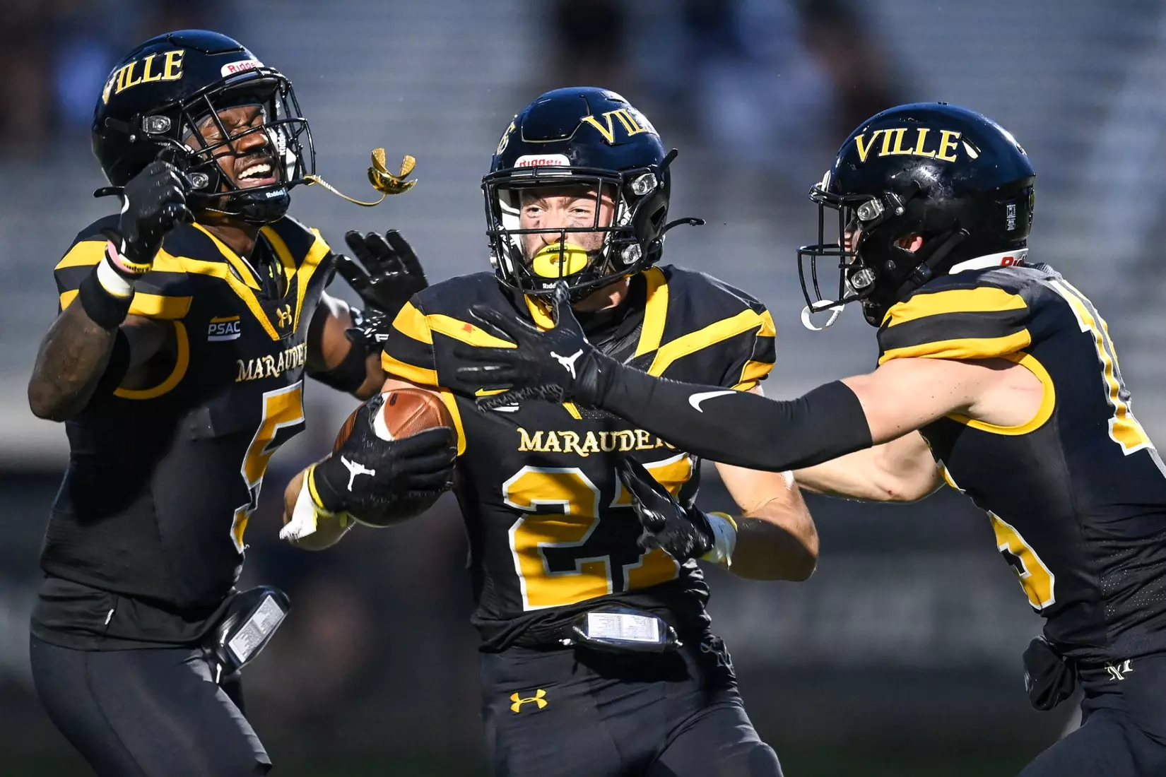 Millersville vs. Clarion football action at Biemesderfer Stadium in Millersville on Thursday, August 29, 2024. Mark Palczewski Photo.