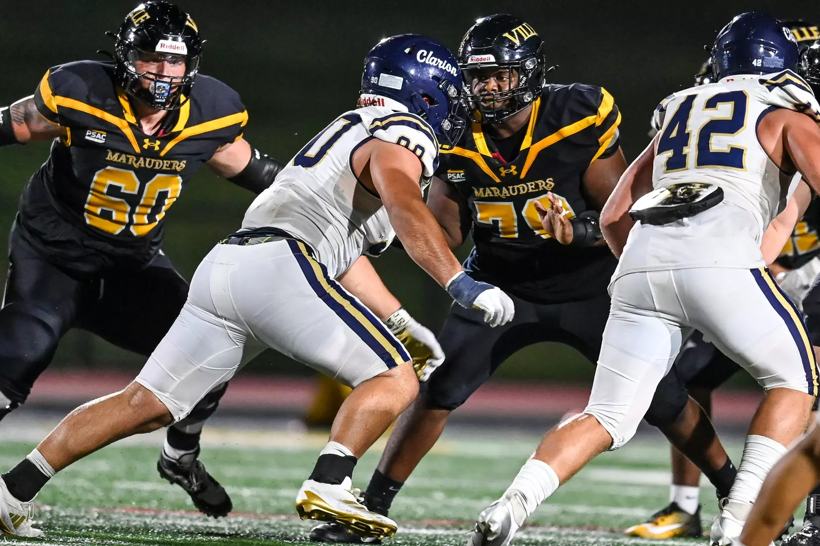Millersville vs. Clarion football action at Biemesderfer Stadium in Millersville on Thursday, August 29, 2024. Mark Palczewski Photo.