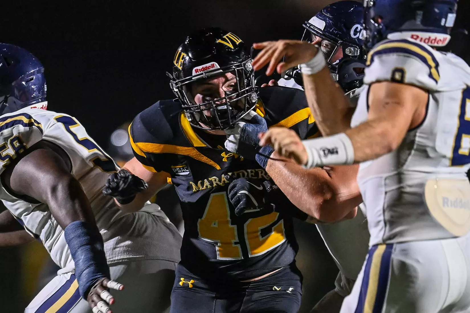 Millersville vs. Clarion football action at Biemesderfer Stadium in Millersville on Thursday, August 29, 2024. Mark Palczewski Photo.