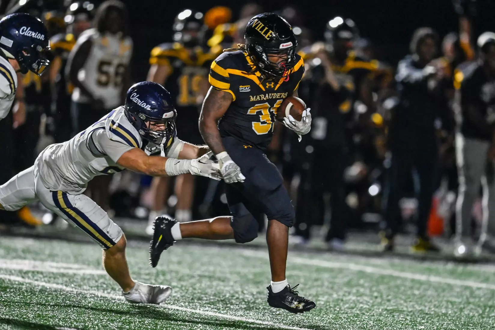 Millersville vs. Clarion football action at Biemesderfer Stadium in Millersville on Thursday, August 29, 2024. Mark Palczewski Photo.