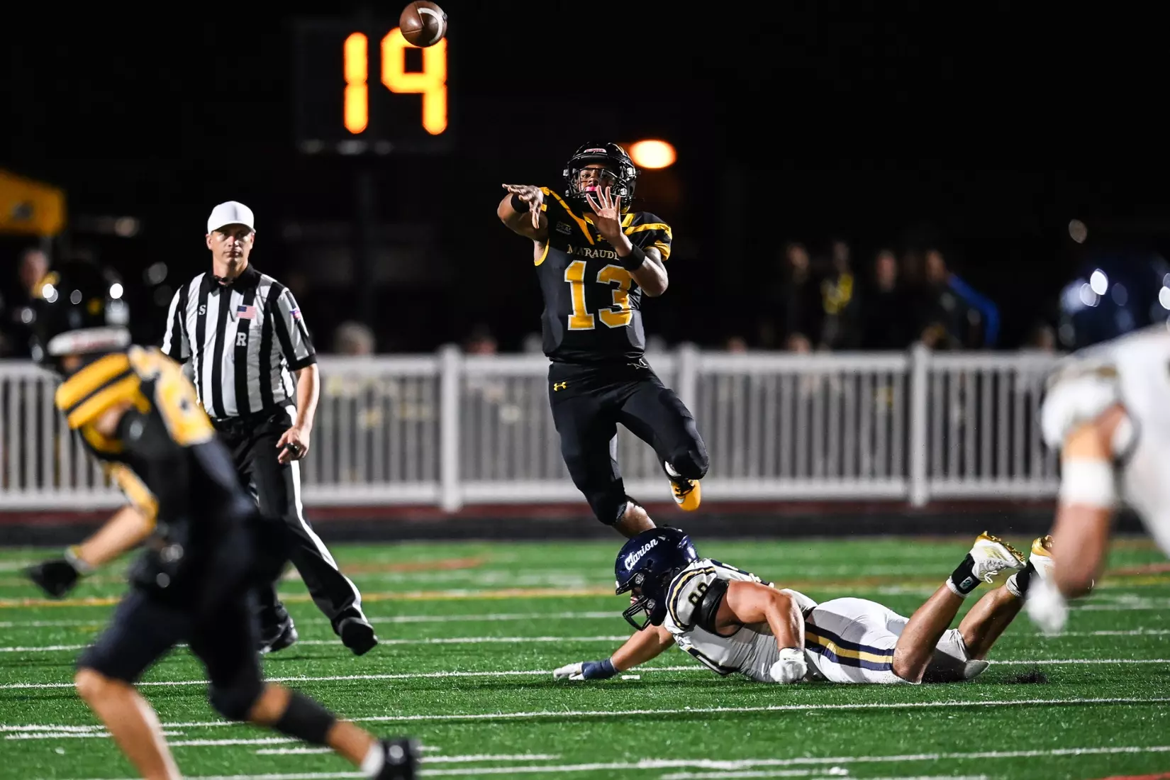 Millersville vs. Clarion football action at Biemesderfer Stadium in Millersville on Thursday, August 29, 2024. Mark Palczewski Photo.