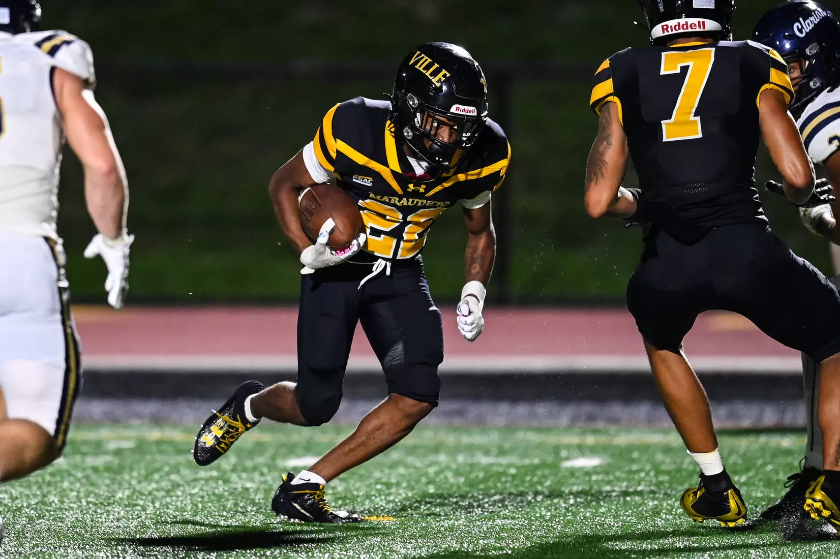 Millersville vs. Clarion football action at Biemesderfer Stadium in Millersville on Thursday, August 29, 2024. Mark Palczewski Photo.