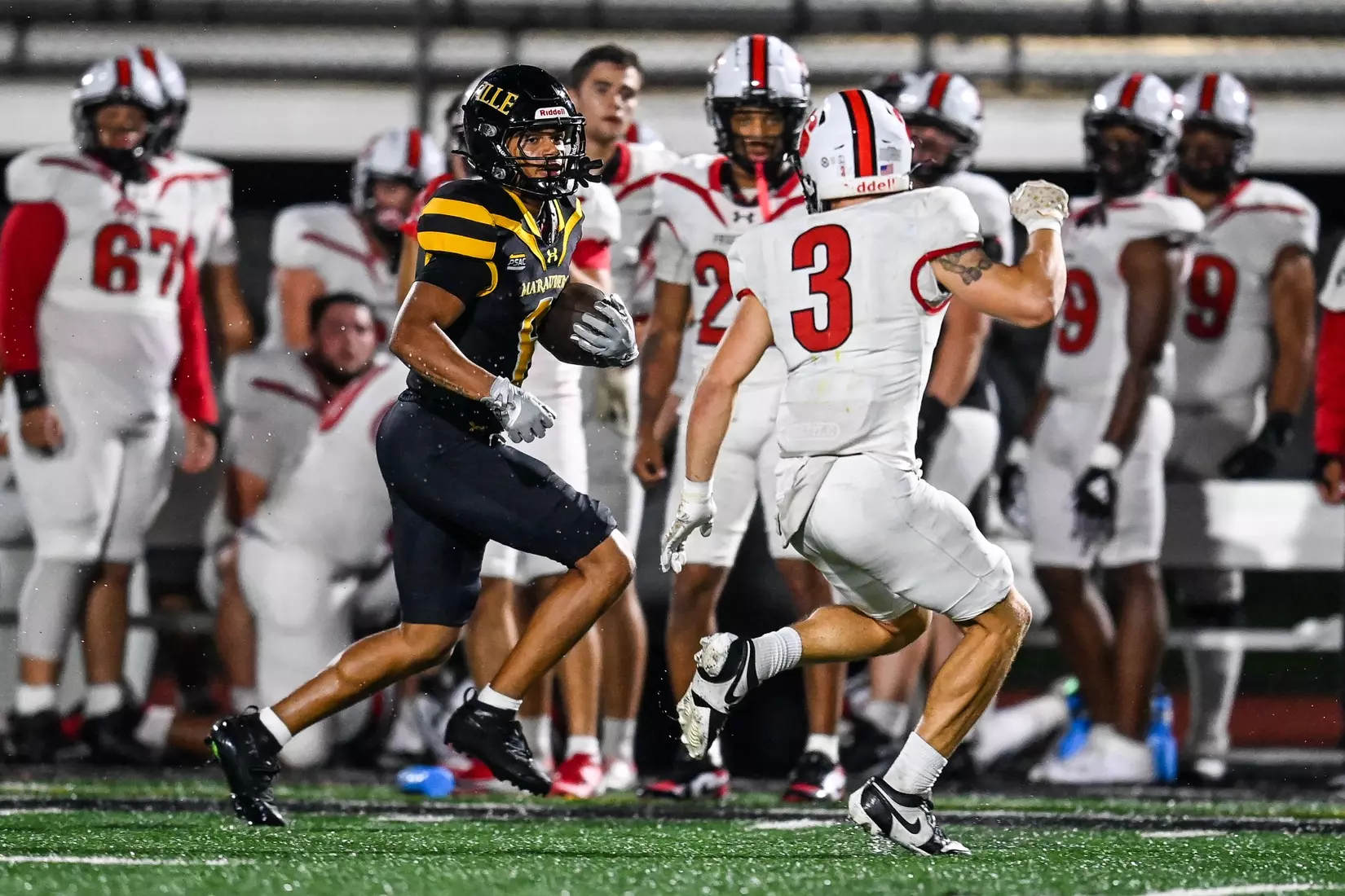 Millersville vs. Frostburg in NCAA Division II football action at Biemesderfer Stadium in Millersville on Thursday, September 4, 2025. Mark Palczewski Photo.