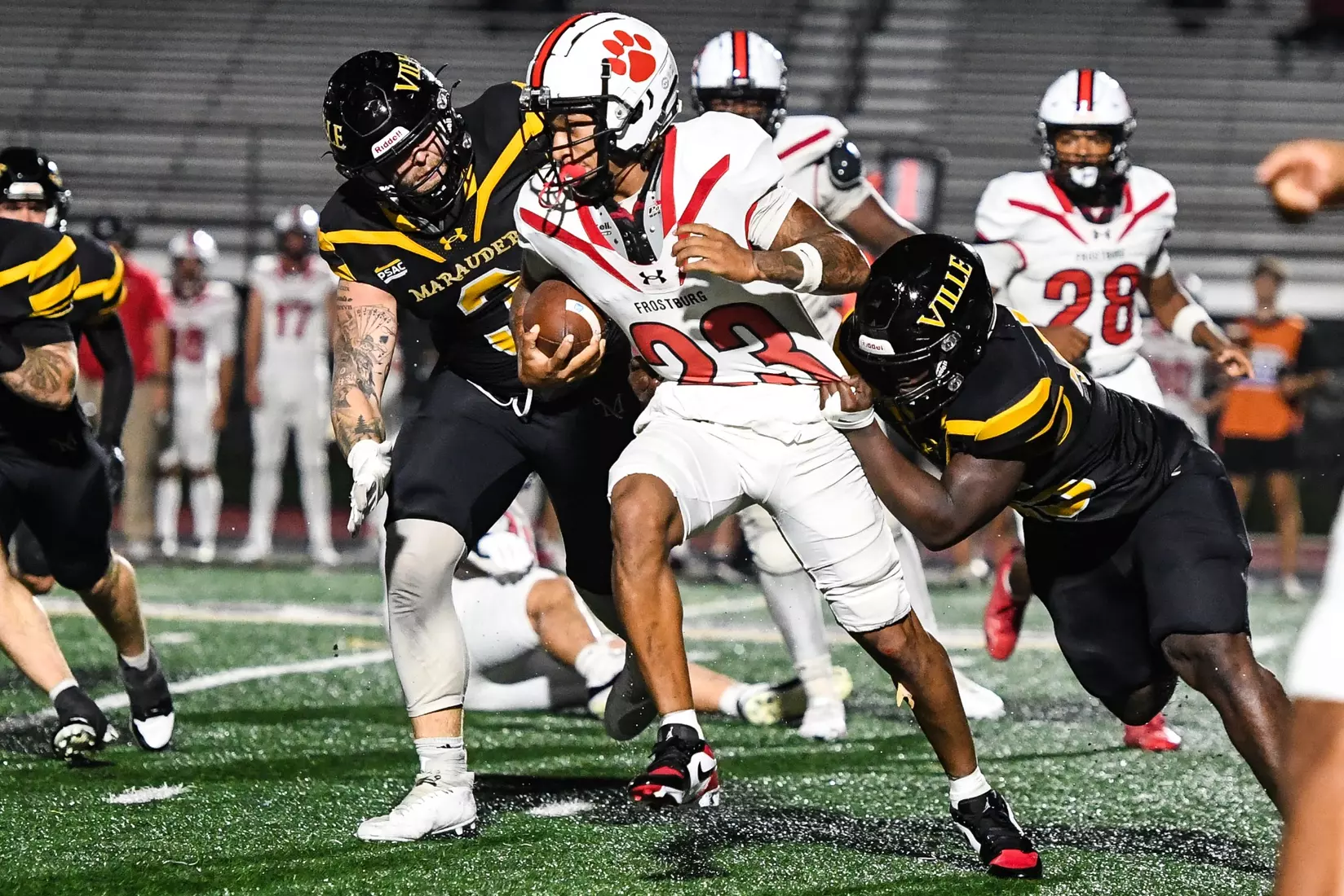 Millersville vs. Frostburg in NCAA Division II football action at Biemesderfer Stadium in Millersville on Thursday, September 4, 2025. Mark Palczewski Photo.