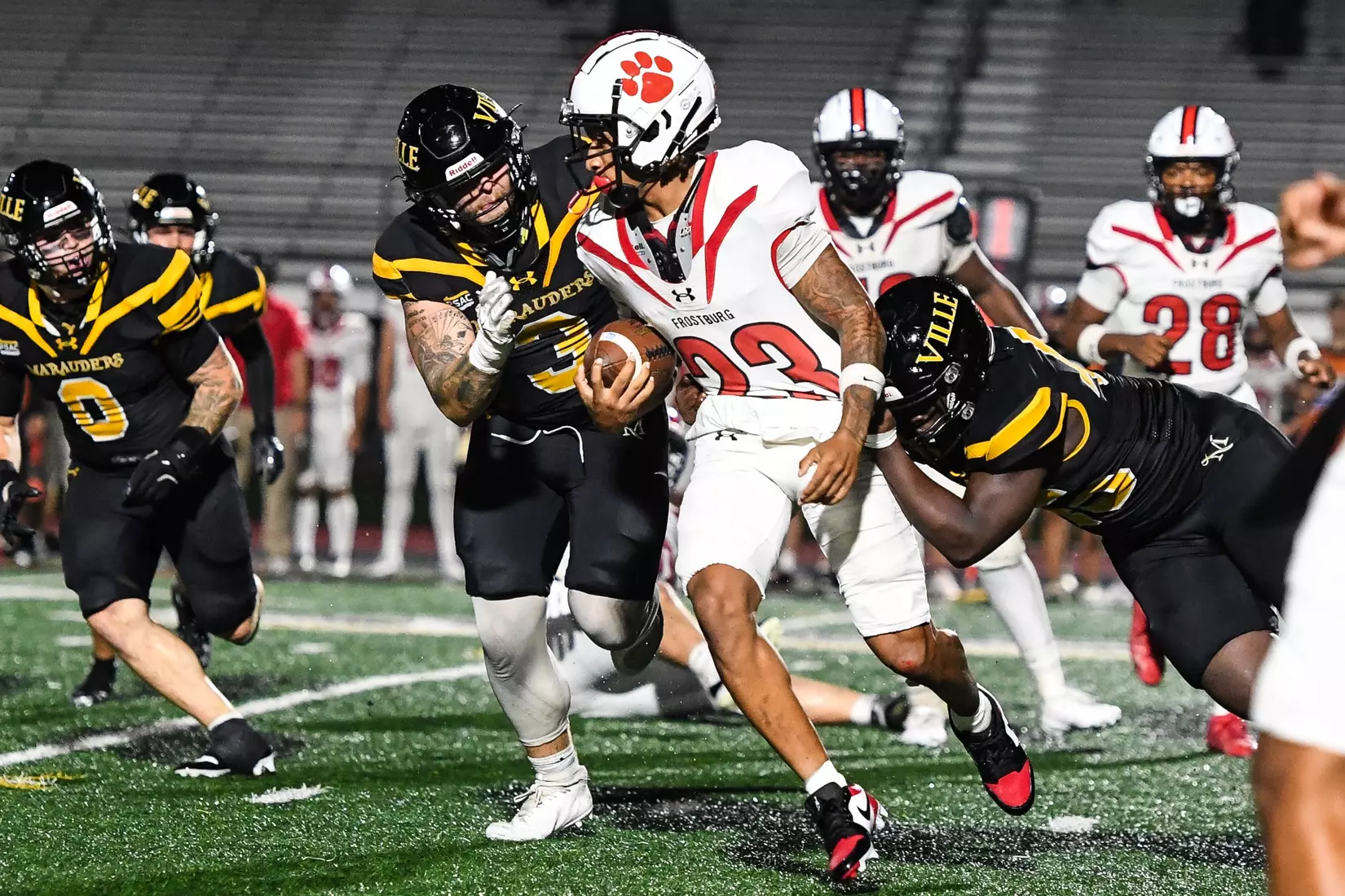 Millersville vs. Frostburg in NCAA Division II football action at Biemesderfer Stadium in Millersville on Thursday, September 4, 2025. Mark Palczewski Photo.