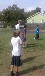 Jack Wood on defense at Rountree Elementary.