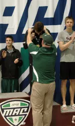 Sophomore Garrett Nevels became the first MSU diver to medal at a MAC Championship meet.
