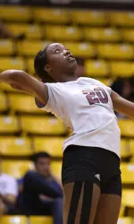 Christine McCartney led MSU with nine kills