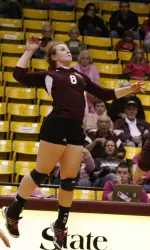 Olivia Brand hit .357 with a match-high 14 kills