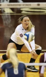 Maddy Hogan had a match-high 18 digs