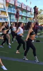The MSU Sugar Bears and Cheerleaders practicing Friday in Orlando
