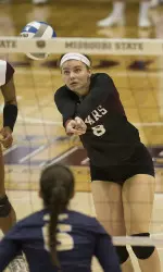 Emily Butters lifted 18 digs to become the first MSU freshman with 400 digs in a season