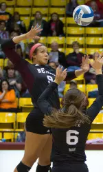 Simone House hit .583 with 8 kills and 7 blocks