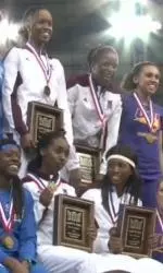 Missouri State's 4x400 Champions: Rosalie Pringle, Shani Adams, Oarabile Babolayi, and Althia Maximilien.