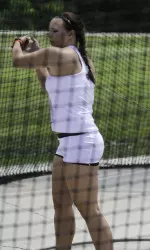 Melanie Raterman won her hammer throw heat.
