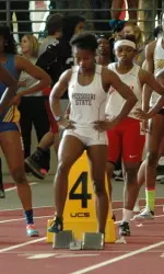 Marissa Kurtimah breaks the MSU 60-meter dash school record for the second time this season clocking in a final time of 7.42 seconds