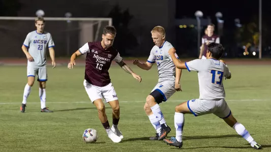 Menâ??s Soccer vs. UCSB on August 25, 2022. Creative Services/Missouri State University