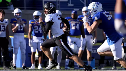 BROOKINGS, SD: NOVEMBER 18: Jordan Pachot #2 of the Missouri State Bears gets the edge for a gain against the South Dakota State Jackrabbits during their game at Dana J. Deckhouse Stadium in Brookings, SD. (Photo by Dave Eggen/Inertia)