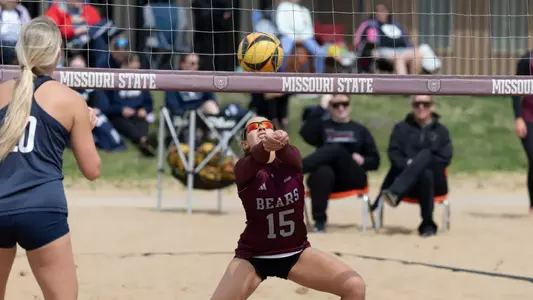 Volleyball vs Wesleyan for a win on April 1, 2025. Kevin White/Missouri State University