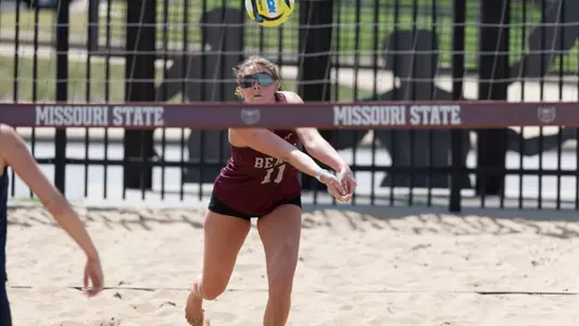 Volleyball vs Wesleyan for a win on April 1, 2025. Kevin White/Missouri State University