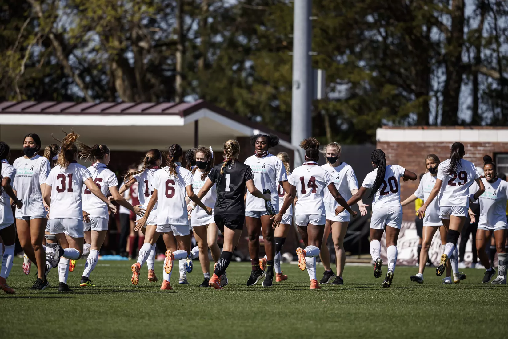 STARKVILLE, MS - March 20, 2021 - The Mississippi State Bulldogs take on Troy at the MSU Soccer Field in Starkville, MS. Photo By Chamberlain Smith