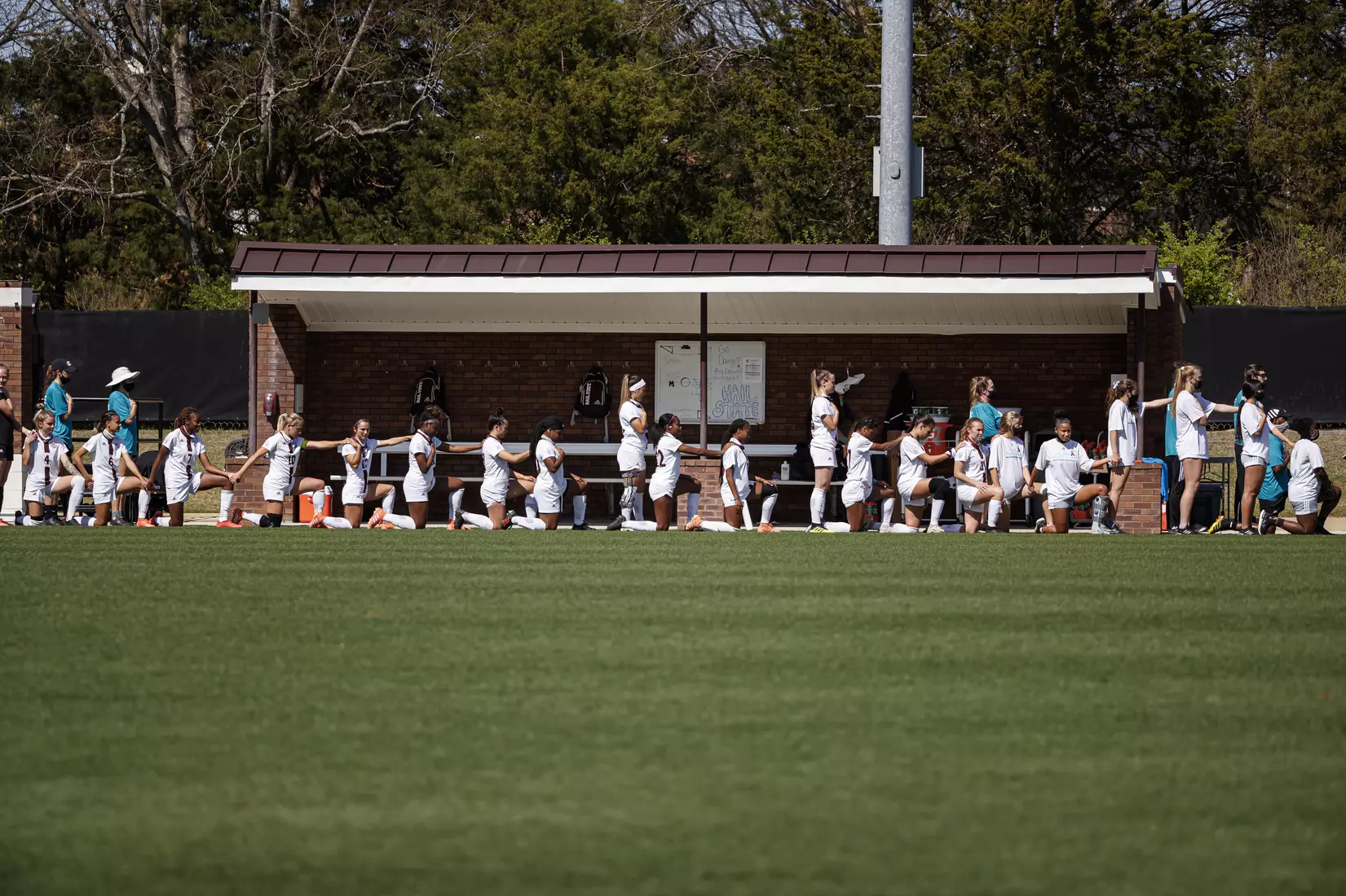 STARKVILLE, MS - March 20, 2021 - The Mississippi State Bulldogs take on Troy at the MSU Soccer Field in Starkville, MS. Photo By Chamberlain Smith