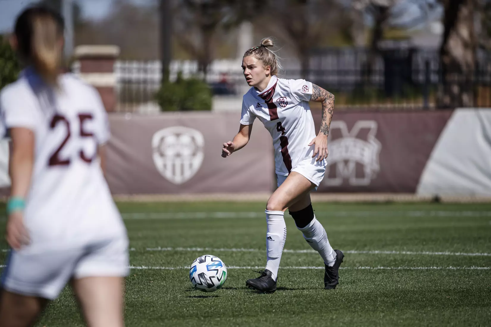 STARKVILLE, MS - March 20, 2021 - The Mississippi State Bulldogs take on Troy at the MSU Soccer Field in Starkville, MS. Photo By Chamberlain Smith